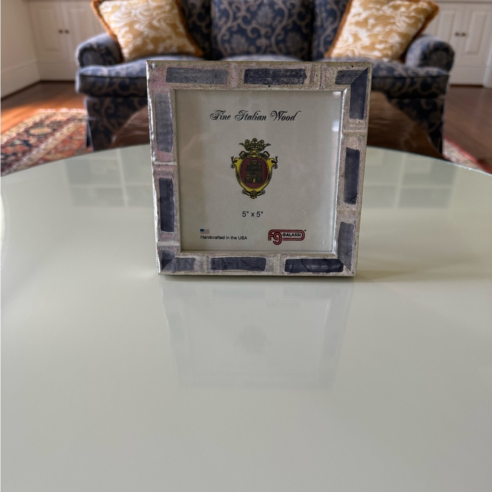Fine Italian Wood Picture Frame - Blue and Silver
